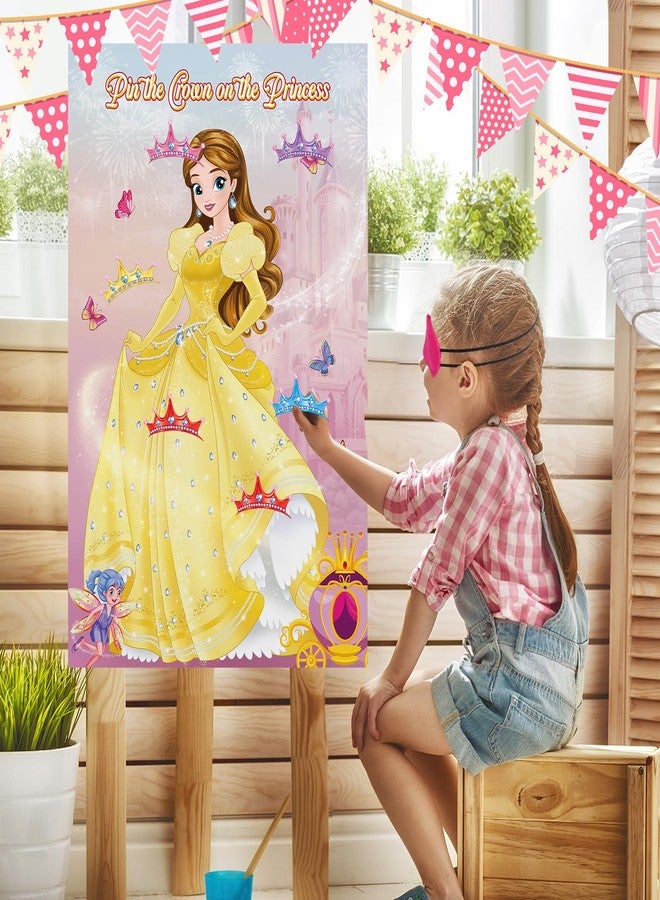 Abilat Pin The Crown on The Princess Party Games for Girls Kids Birthday Decorations Princesses Tea Party Supplies Large Princess Game Poster with 40 Crown Stickers - Image 5